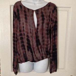 NEW YOUNG FABULOUS & BROKE split-front top shirt trendy Tie dye Medium NWT